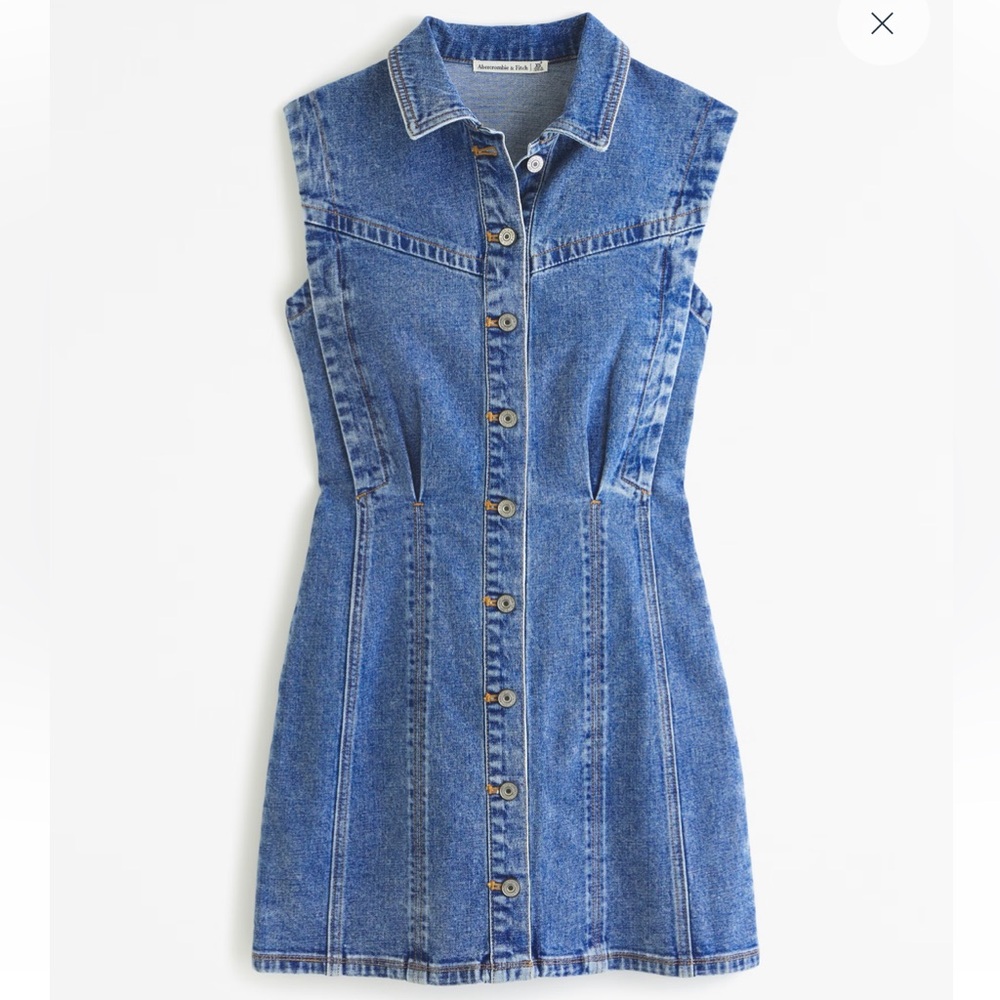 Abercrombie & Fitch Blue Denim Sleeveless Mini Dress